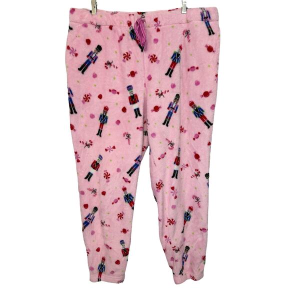 2/$15 Joyspun Plush Nutcracker Jogger Pants Pink Pajama Christmas Plus Size 2X - Picture 2 of 5